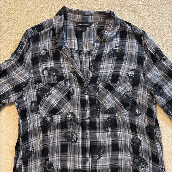 Rock & Republic Black and Gray Plaid Shirt - Picture 2 of 10